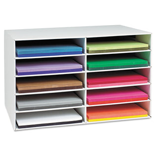 Pacon® Classroom Construction Paper Storage, 10 Slots, 26 7/8 x 16 7/8 x 18 1/2 (PAC001316)