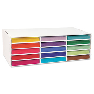 Pacon® Classroom Keepers Letter-Size Construction Paper Sorter/Storage Box, 15 Sections, 29 1/4" x 12 7/8" x 9 3/8", White (PAC001310)