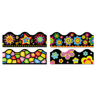 TREND® Terrific Trimmers Border, 2 1/4 x 39", Bright On Black, Assorted, 48/Set (TEPT92919)