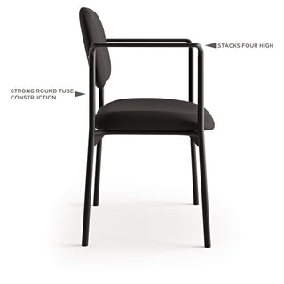 HON® VL616 Stacking Guest Chair with Arms, Charcoal Seat/Charcoal Back, Black Base (BSXVL616VA19)