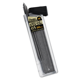 Pentel® Super Hi-Polymer Lead Refills, 0.5 mm, HB, Black, 30/Tube (PENC25HB)