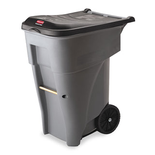 Rubbermaid® Commercial Brute Roll-Out Heavy-Duty Container, 65 gal, Polyethylene, Gray (RCP9W21GRA)