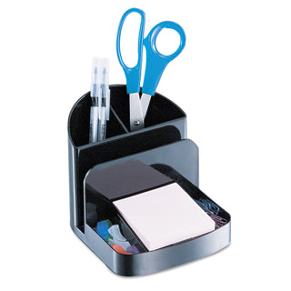 Officemate Recycled Desktop Supplies Organizer, 5 compartments, 5 3/8 x 6 3/4 x 5, Black (OIC26022)