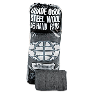 GMT Industrial-Quality Steel Wool Hand Pad, #0000 Super Fine, 16/Pack, 192/Carton (GMT117000)
