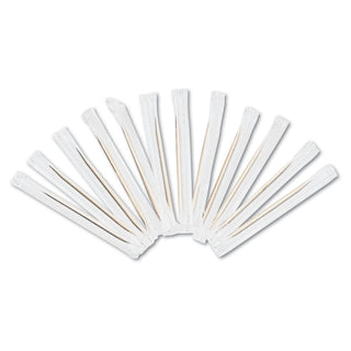 AmerCareRoyal® Cello-Wrapped Round Wood Toothpicks, 2 1/2", Natural, 1000/Box, 15 Boxes/Carton (RPPRIW15)