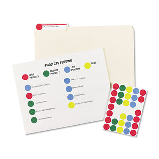 Avery® Printable Self-Adhesive Removable Color-Coding Labels, 0.75" dia., Assorted Colors, 24/Sheet, 42 Sheets/Pack (AVE05472)