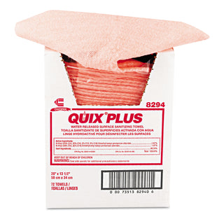 Chix® Quix Plus Cleaning and Sanitizing Towels, 13 1/2 x 20, Pink, 72/Carton (CHI8294) (8294CHIC)