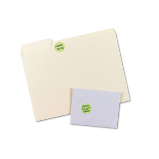 Avery® Printable Self-Adhesive Removable Color-Coding Labels, 1.25" dia., Neon Green, 8/Sheet, 50 Sheets/Pack (AVE05498)