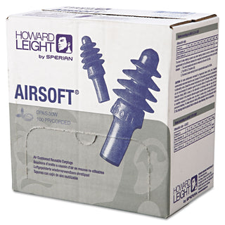 Howard Leight DPAS-30W AirSoft Multiple-Use Earplugs, 27NRR, White Nylon Cord, BE, 100 Pairs (HOWDPAS30W) (154-DPAS-30W)