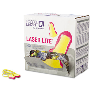Howard Leight LL-30 Laser Lite Single-Use Earplugs, Corded, 32NRR, Magenta/Yellow, 100 Pairs (RTSLL30)