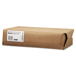 General Liquor-Takeout Quart-Sized Paper Bags, 35 lbs Capacity, Quart, 4.25"w x 2.5"d x 16"h, Kraft, 500 Bags (BAGLQQUART-500)