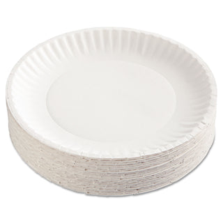 AJM Paper Plates, 9" Diameter, White, 100/Pack (AJMPP9GRAWHPK)