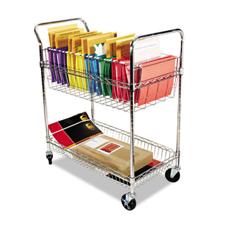 Alera® Carry-all Cart/Mail Cart, Two-Shelf, 34.88w x 18d x 39.5h, Silver (ALEMC3518SR)