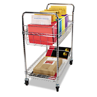 Alera® Carry-all Cart/Mail Cart, Two-Shelf, 34.88w x 18d x 39.5h, Silver (ALEMC3518SR)