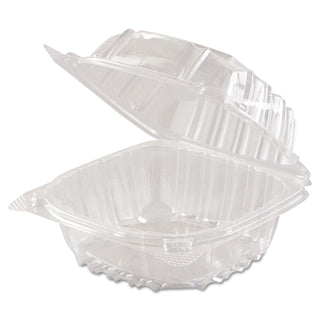 Dart® ClearSeal Hinged-Lid Plastic Containers, 6 x 5 4/5 x 3, Clear, 500/Carton (DCCC57PST1)
