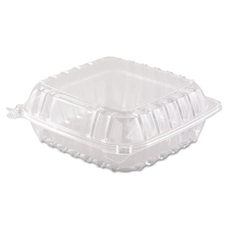 Dart® ClearSeal Hinged-Lid Plastic Containers, 8 3/10 x 8 3/10 x 3, Clear, 250/Carton (DCCC90PST1)