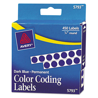 Avery® Handwrite-Only Self-Adhesive Removable Round Color-Coding Labels in Dispensers, 0.25" dia., Dark Blue, 450/Roll (AVE05793)