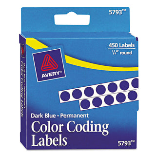 Avery® Handwrite-Only Self-Adhesive Removable Round Color-Coding Labels in Dispensers, 0.25" dia., Dark Blue, 450/Roll (AVE05793)