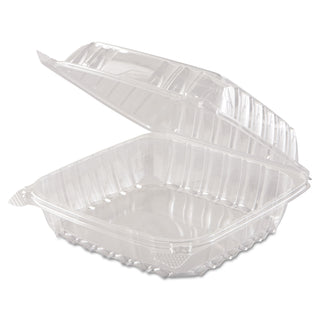 Dart® ClearSeal Hinged-Lid Plastic Containers, 8 3/10 x 8 3/10 x 3, Clear, 250/Carton (DCCC90PST1)