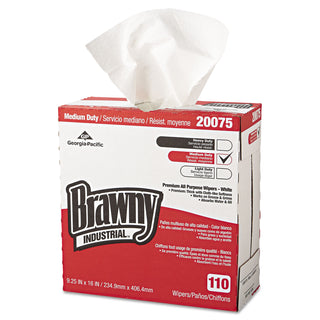 Brawny® Professional D300 Disposable Cleaning Towel, Tall Box, White, 110 Towels/Box, 10 Boxes/Case, Towel (WxL) 9.2" x 15.9" (GPC200-75)