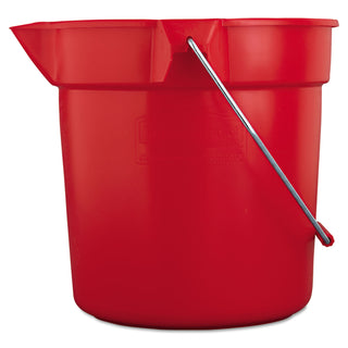 Rubbermaid® Commercial BRUTE Round Utility Pail, 10 qt, Plastic, Red, 10.5" dia (2963RD)