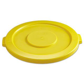 Rubbermaid® Commercial BRUTE Self-Draining Flat Top Lids for 32 gal Round BRUTE Containers, 22.25" Diameter, Yellow (2631YL)