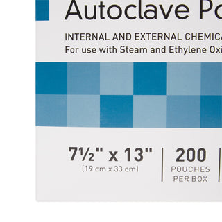 McKesson Sterilization Pouch Ethylene Oxide (EO) Gas / Steam 7-1/2 X 13 Inch Transparent Blue / White Self Seal Paper / Film (960945_CS)