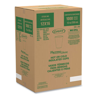 Dart® Café G Foam Hot/Cold Cups, 12oz, White w/Brown & Red, 1000/Carton (12X16GDART)
