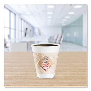 Dart® Café G Foam Hot/Cold Cups, 12oz, White w/Brown & Red, 1000/Carton (12X16GDART)