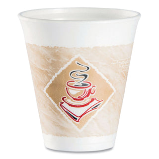 Dart® Café G Foam Hot/Cold Cups, 12oz, White w/Brown & Red, 1000/Carton (12X16GDART)