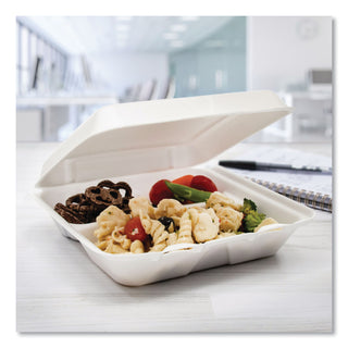 Dart® Carryout Food Container, Foam, 3-Comp, White, 8 x 7 1/2 x 2 3/10, 200/Carton (DRC80HT3R)