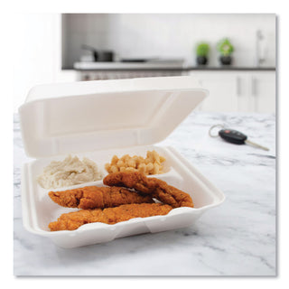 Dart® Carryout Food Container, Foam, 3-Comp, White, 8 x 7 1/2 x 2 3/10, 200/Carton (DRC80HT3R)