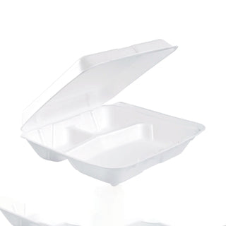 Dart® Carryout Food Container, Foam, 3-Comp, White, 8 x 7 1/2 x 2 3/10, 200/Carton (DRC80HT3R)