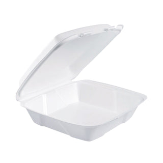 Dart® Foam Hinged Lid Containers, 9 x 9 x 3, White, 200/Carton (DCC90HT1R)
