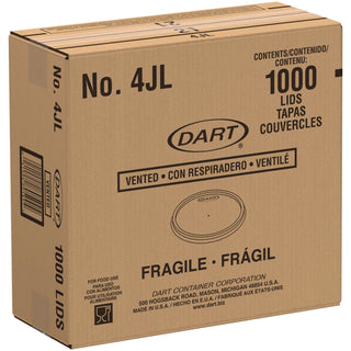 Dart® Plastic Lids, 4oz Cups, Translucent, 100/Sleeve, 10 Sleeves/Carton (4JLDART)