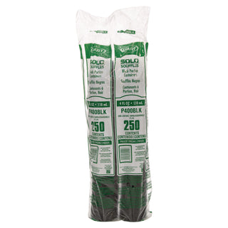 Dart® Polystyrene Portion Cups, 4oz, Black, 250/Bag, 10 Bags/Carton (DCCP400BLK)