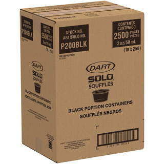 Dart® Polystyrene Portion Cups, 2oz, Black, 250/Bag, 10 Bags/Carton (DCCP200BLK)
