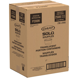 Dart® Polystyrene Portion Cups, 2oz, Translucent, 250/Bag, 10 Bags/Carton (DCCP200N)