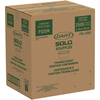 Dart® Polystyrene Portion Cups, 3.25oz, Translucent, 250/Bag, 10 Bags/Carton (DCCP325N)