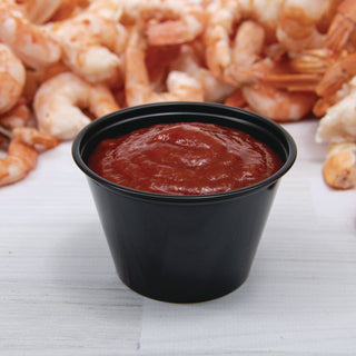 Dart® Polystyrene Portion Cups, 4oz, Black, 250/Bag, 10 Bags/Carton (DCCP400BLK)