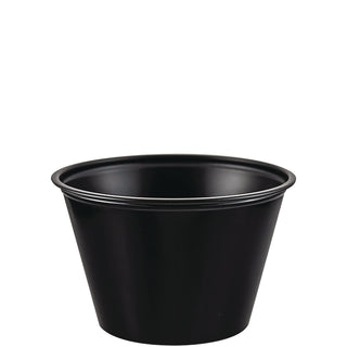 Dart® Polystyrene Portion Cups, 4oz, Black, 250/Bag, 10 Bags/Carton (DCCP400BLK)