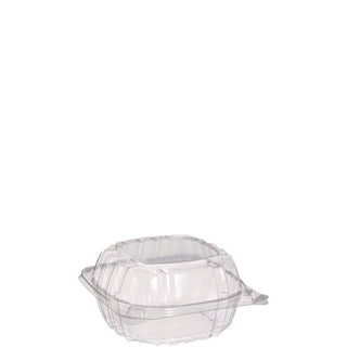 Dart® ClearSeal Hinged-Lid Plastic Containers, 6 x 5 4/5 x 3, Clear, 500/Carton (DCCC57PST1)