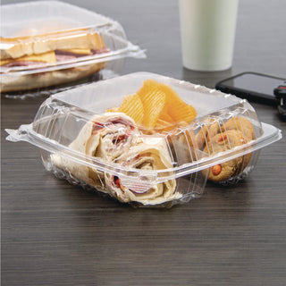 Dart® ClearSeal Hinged-Lid Plastic Containers, 8 1/4 x 3 x 8 1/4, Clear 125/PK 2 PK/CT (DCCC90PST3)
