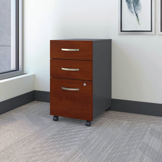 Bush® Series C Collection 3 Drawer Mobile Pedestal (Assembled), 15.75w x 20.25d x 27.88h, Hansen Cherry (BSHWC24453SU)
