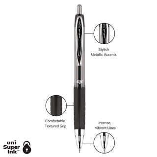 uniball® Signo 207 Retractable Gel Pen, 0.7mm, Black Ink, Smoke/Black Barrel, Dozen (UBC33950)