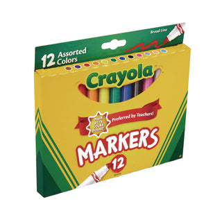 Crayola® Non-Washable Marker, Broad Bullet Tip, Assorted Colors, Dozen (CYO587712)