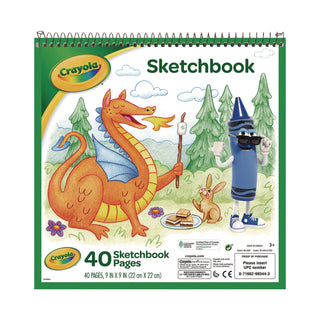 Crayola® Animal Animations Wirebound Sketchpad, Unruled, Gold/Green Cover, 40 White 9 x 9 Sheets (CYO993404)