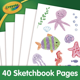 Crayola® Animal Animations Wirebound Sketchpad, Unruled, Gold/Green Cover, 40 White 9 x 9 Sheets (CYO993404)
