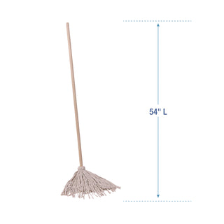 Boardwalk® Handle/Deck Mops, #20 White Cotton Head, 54" Natural Wood Handle (BWK120C)