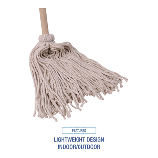 Boardwalk® Handle/Deck Mops, #20 White Cotton Head, 54" Natural Wood Handle (BWK120C)